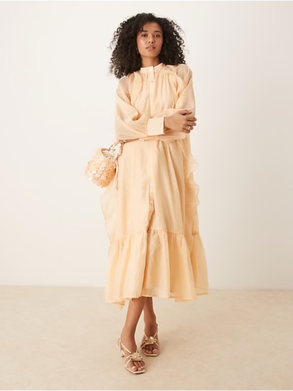 Ghospell Oversized Frill Midaxi Dress